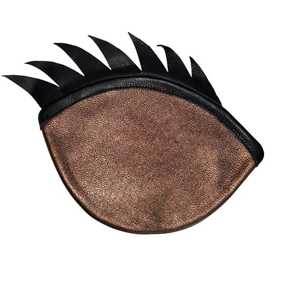 Claflin & Thayer Co bronze black leather EYE lashes zipper pouch bag NEW